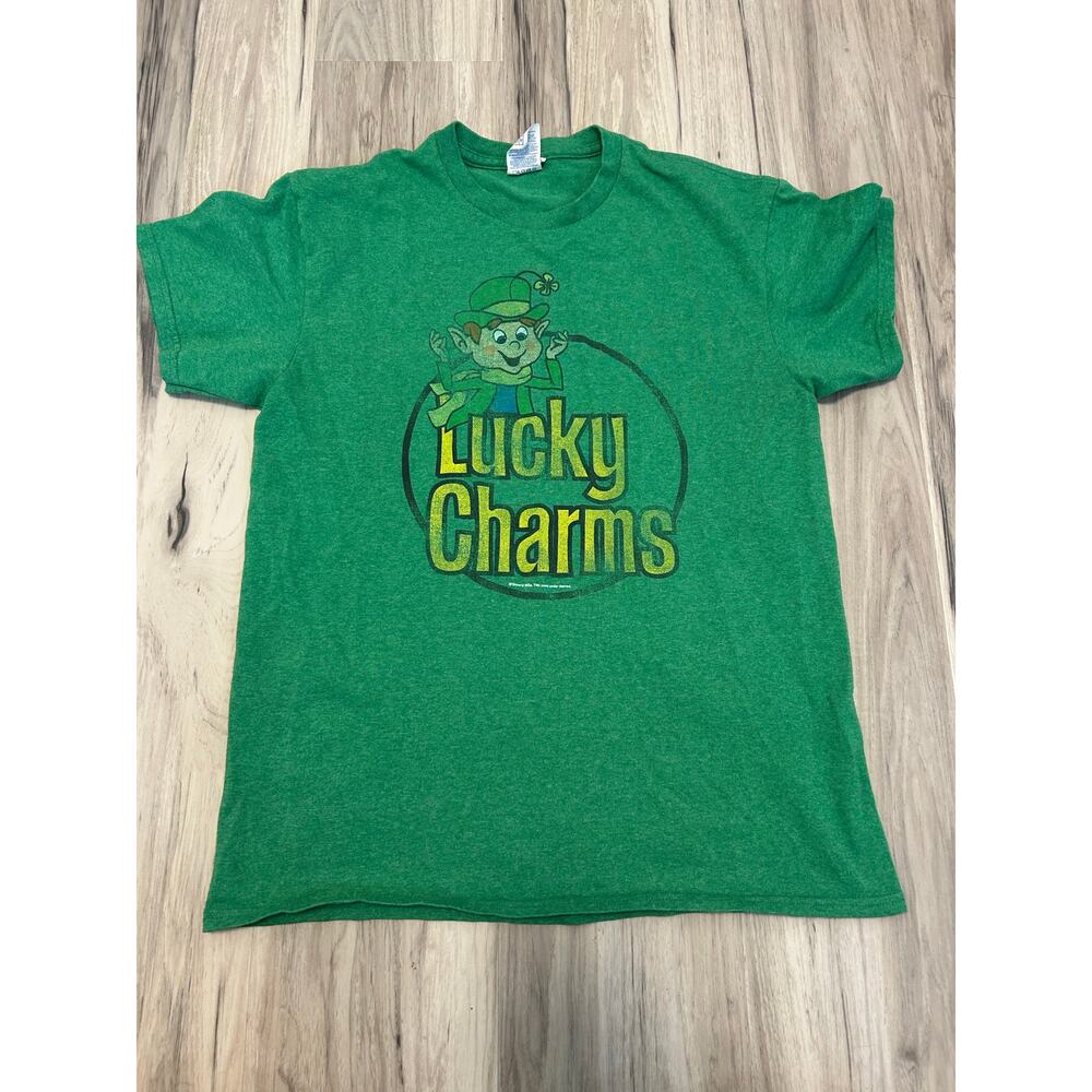 T-Shirt Men's Medium Green Lucky Charms Graphic Short Sleeve